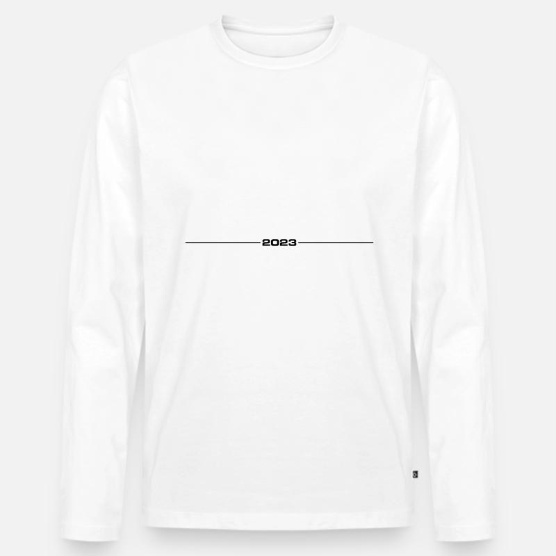 2023 Strich - Männer Premium Bio Langarmshirt - Weiß