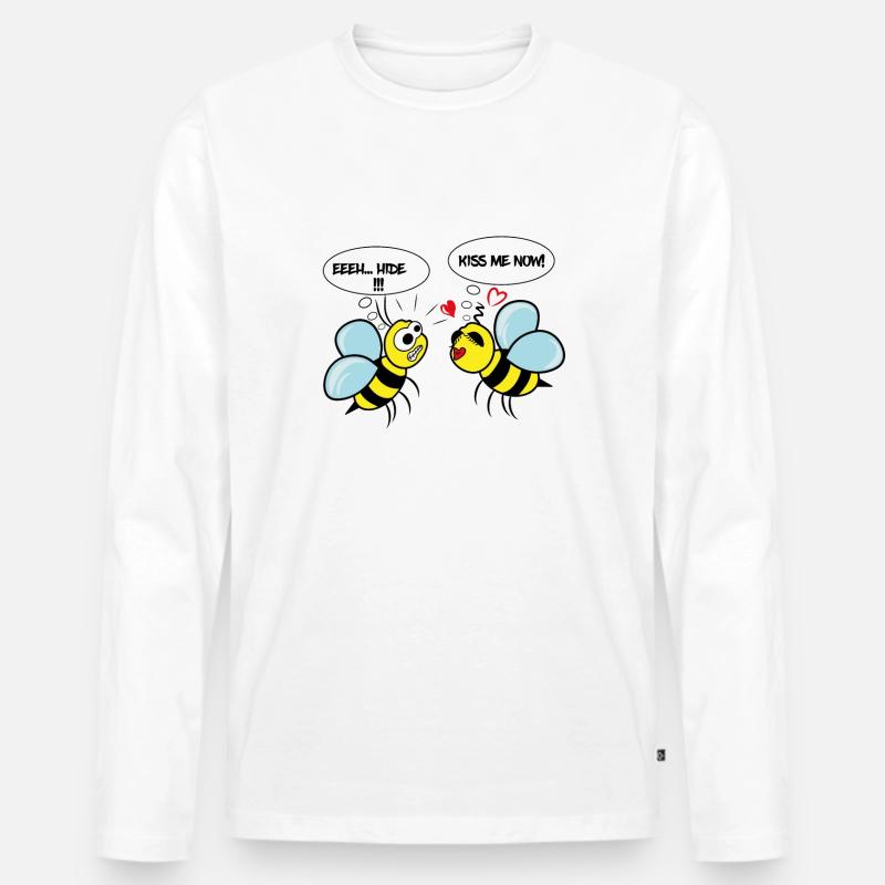 Comic-Biene - Männer Premium Bio Langarmshirt - Weiß