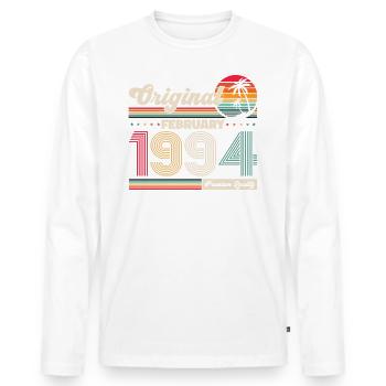 30. Geburtstag Original Februar Jahrgang 1994 - Männer Premium Bio Langarmshirt - Weiß - Vorne - Nico (187cm)