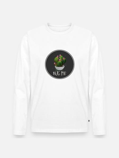 Hug Cactus - Männer Premium Bio Langarmshirt - Weiß