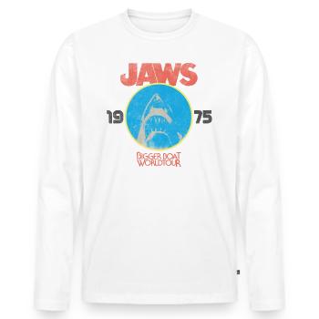 Les Dents De La Mer Jaws 1975 Bigger Boat - T-shirt manches longues Premium bio Homme - blanc - Devant - Nico (187cm)