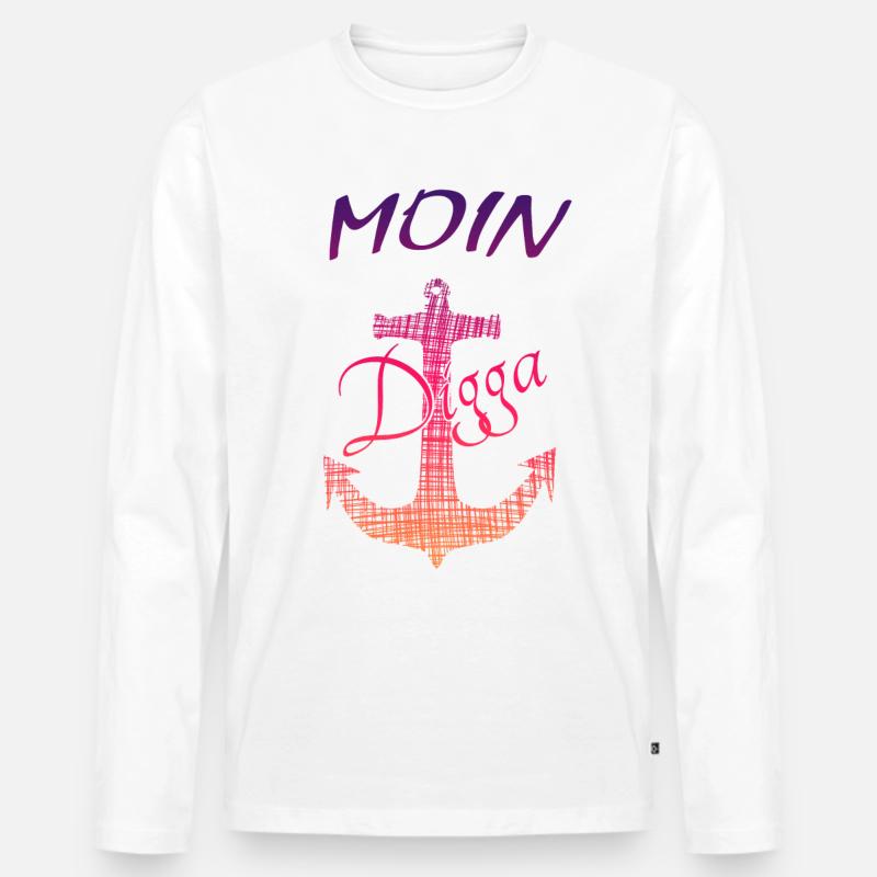 Anker Moin Digga - Männer Premium Bio Langarmshirt - Weiß