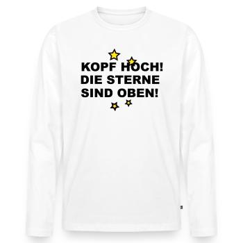 Kopf hoch - die Sterne sind oben - Männer Premium Bio Langarmshirt - Weiß - Vorne - Nico (187cm)