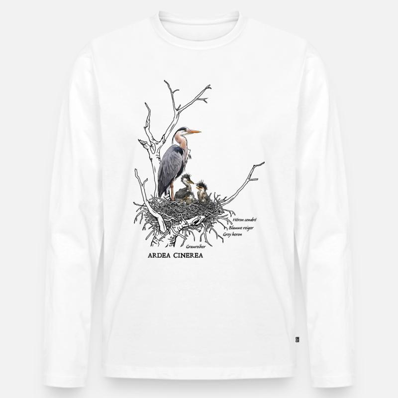 Graureiher - Männer Premium Bio Langarmshirt - Weiß