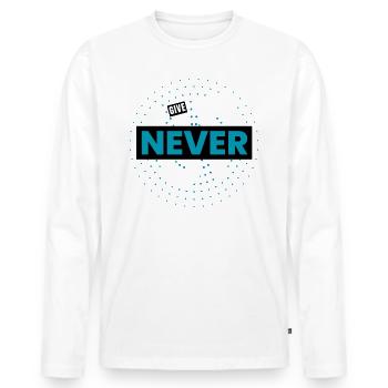 Never! - Männer Premium Bio Langarmshirt - Weiß - Vorne - Nico (187cm)