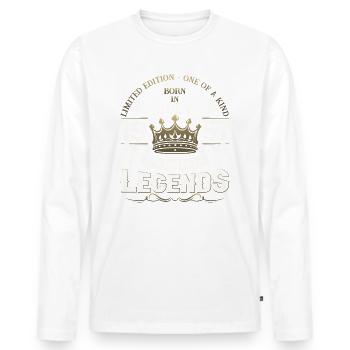 66. Geburtstag Mann Juli Jahrgang 1957 Legendary - Männer Premium Bio Langarmshirt - Weiß - Vorne - Nico (187cm)