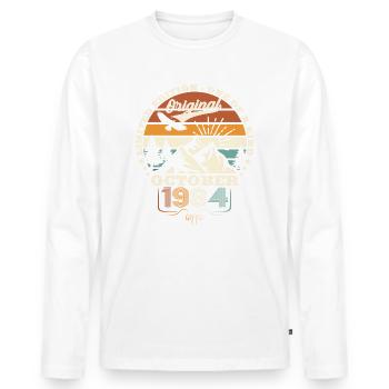 39ème Anniversaire Original Octobre Millésime 1984 - T-shirt manches longues Premium bio Homme - blanc - Devant - Nico (187cm)