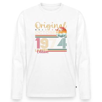 49th Birthday Husband Original October Vintage 1974 - Men's Premium Organic Long Sleeve Shirt - white - Front - Nico (187cm)