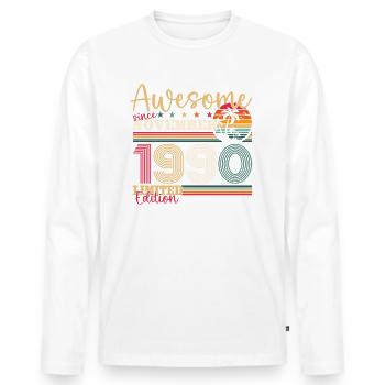 33e anniversaire mari novembre millésime 1990 - T-shirt manches longues Premium bio Homme - blanc - Devant - Nico (187cm)