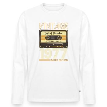 46e anniversaire Cassette décembre Vintage 1977 - T-shirt manches longues Premium bio Homme - blanc - Devant - Nico (187cm)