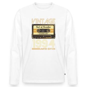 Cassette 29e anniversaire décembre Vintage 1994 - T-shirt manches longues Premium bio Homme - blanc - Devant - Nico (187cm)