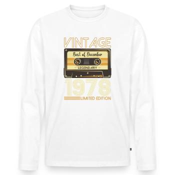 45e anniversaire Cassette décembre Vintage 1978 - T-shirt manches longues Premium bio Homme - blanc - Devant - Nico (187cm)