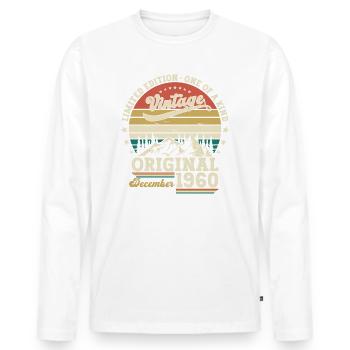 63. Geburtstag Original Dezember Jahrgang 1960 - Männer Premium Bio Langarmshirt - Weiß - Vorne - Nico (187cm)