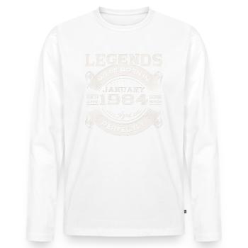 40th birthday Legendary since January Born in 1984 - Men's Premium Organic Long Sleeve Shirt - white - Front - Nico (187cm)