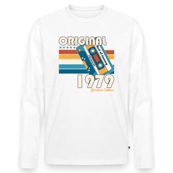 45e anniversaire Cassette janvier Vintage 1979 - T-shirt manches longues Premium bio Homme - blanc - Devant - Nico (187cm)