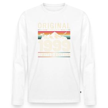 25e anniversaire Original Février Année 1999 - T-shirt manches longues Premium bio Homme - blanc - Devant - Nico (187cm)