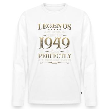 75th Birthday February Vintage Legendary Since 1949 - Men's Premium Organic Long Sleeve Shirt - white - Front - Nico (187cm)