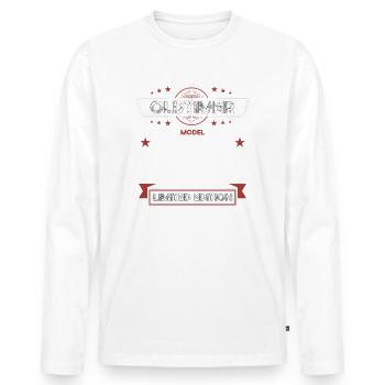 18. Geburtstag Oldtimer Februar Jahrgang 2006 - Männer Premium Bio Langarmshirt - Weiß - Vorne - Nico (187cm)
