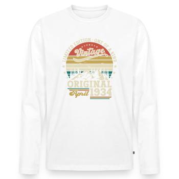 90e anniversaire mari Original avril Vintage 1934 - T-shirt manches longues Premium bio Homme - blanc - Devant - Nico (187cm)