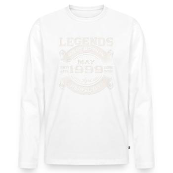 Anniversaire 1999 Mai 1999 Millésime 1999 Légende 99 - T-shirt manches longues Premium bio Homme - blanc - Devant - Nico (187cm)
