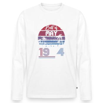 Mai 1934 Millésime 1934 Anniversaire 1934 Légende 34 - T-shirt manches longues Premium bio Homme - blanc - Devant - Nico (187cm)