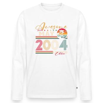 Génial Mai 2004 Millésime 2004 Anniversaire 2004 - T-shirt manches longues Premium bio Homme - blanc - Devant - Nico (187cm)