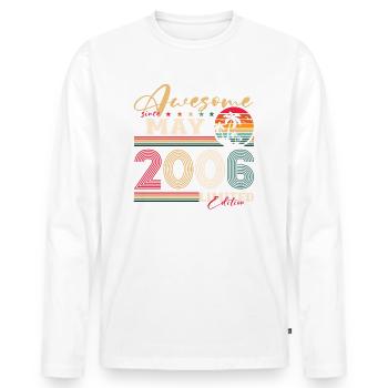 Génial Mai 2006 Millésime 2006 Anniversaire 2006 - T-shirt manches longues Premium bio Homme - blanc - Devant - Nico (187cm)