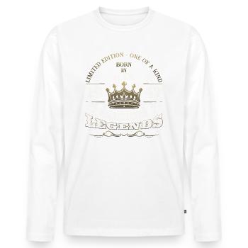 Légendaire Mai 1947 Millésime 1947 Anniversaire 1947 - T-shirt manches longues Premium bio Homme - blanc - Devant - Nico (187cm)