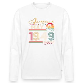 Original 1949 Jahrgang 1949 75. Geburtstag 1949 - Männer Premium Bio Langarmshirt - Weiß - Vorne - Nico (187cm)