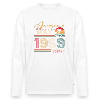 Original 1959 Jahrgang 1959 65. Geburtstag 1959 - Männer Premium Bio Langarmshirt - Weiß - Vorne - Nico (187cm)