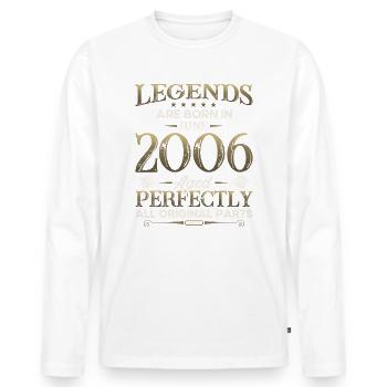Légende Juin 2006 Millésime 2006 Anniversaire 2006 - T-shirt manches longues Premium bio Homme - blanc - Devant - Nico (187cm)