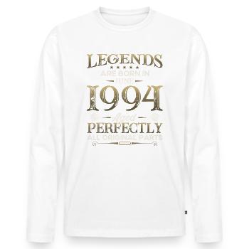 Légende Juin 1994 Millésime 1994 Anniversaire 1994 - T-shirt manches longues Premium bio Homme - blanc - Devant - Nico (187cm)