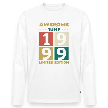 Original Juin 1999 Millésime 1999 Anniversaire 1999 - T-shirt manches longues Premium bio Homme - blanc - Devant - Nico (187cm)