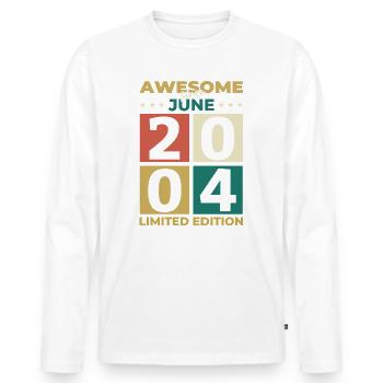 Original Juin 2004 Millésime 2004 Anniversaire 2004 - T-shirt manches longues Premium bio Homme - blanc - Devant - Nico (187cm)