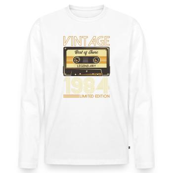 Best of Juni 1984 Jahrgang 1984 40. Geburtstag 84 - Männer Premium Bio Langarmshirt - Weiß - Vorne - Nico (187cm)