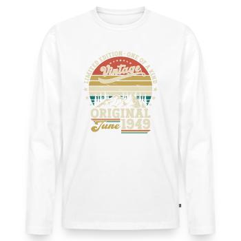 Legende Juni 1949 Jahrgang 1949 Geburtstag 1949 - Männer Premium Bio Langarmshirt - Weiß - Vorne - Nico (187cm)