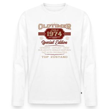 50th Birthday Classic Car July 1974 Vintage 1974 - Men's Premium Organic Long Sleeve Shirt - white - Front - Nico (187cm)