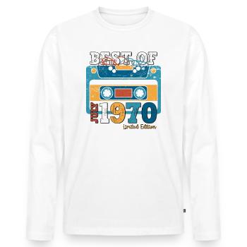 55. Geburtstag Kassette Juli 1970 Jahrgang 1970 - Männer Premium Bio Langarmshirt - Weiß - Vorne - Nico (187cm)