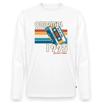 29. Geburtstag Kassette Juli 1995 Jahrgang 1995 - Männer Premium Bio Langarmshirt - Weiß - Vorne - Nico (187cm)