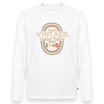 84e anniversaire Original août 1940 Né en 1940 - T-shirt manches longues Premium bio Homme - blanc - Devant - Nico (187cm)