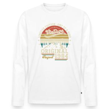 40ème Anniversaire Original Août 1984 Millésime 1984 - T-shirt manches longues Premium bio Homme - blanc - Devant - Nico (187cm)