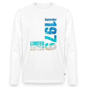 45e anniversaire Septembre 1979 Né en 1979 - T-shirt manches longues Premium bio Homme - blanc - Devant - Nico (187cm)