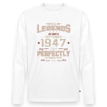 77e anniversaire Original septembre 1947 Volume 47 - T-shirt manches longues Premium bio Homme - blanc - Devant - Nico (187cm)