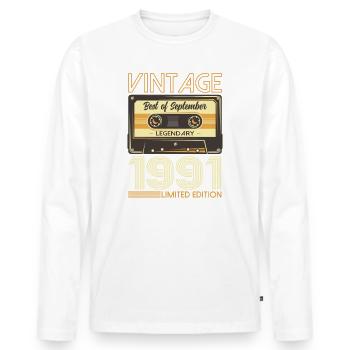 33e anniversaire Légende Septembre 1991 Volume 91 - T-shirt manches longues Premium bio Homme - blanc - Devant - Nico (187cm)