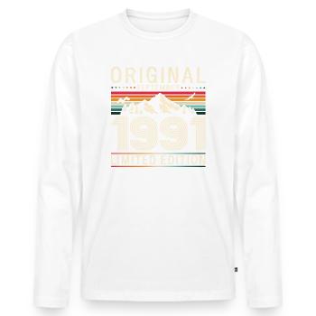 33e anniversaire Légende Septembre 1991 Volume 91 - T-shirt manches longues Premium bio Homme - blanc - Devant - Nico (187cm)