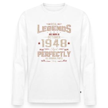 76th Birthday Legend October 1948 Volume 48 - Men's Premium Organic Long Sleeve Shirt - white - Front - Nico (187cm)