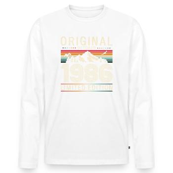 38e anniversaire Légende Octobre 1986 Volume 86 - T-shirt manches longues Premium bio Homme - blanc - Devant - Nico (187cm)
