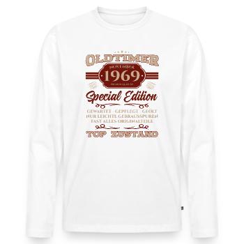 65ème Anniversaire Voiture Classique Novembre 1969 Millésime 69 - T-shirt manches longues Premium bio Homme - blanc - Devant - Nico (187cm)