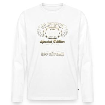 66. Geburtstag Oldtimer November 1958 Jahrgang 58 - Männer Premium Bio Langarmshirt - Weiß - Vorne - Nico (187cm)