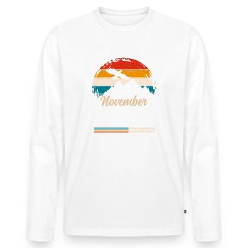 90e anniversaire Original novembre 1935 Volume 35 - T-shirt manches longues Premium bio Homme - blanc - Devant - Nico (187cm)